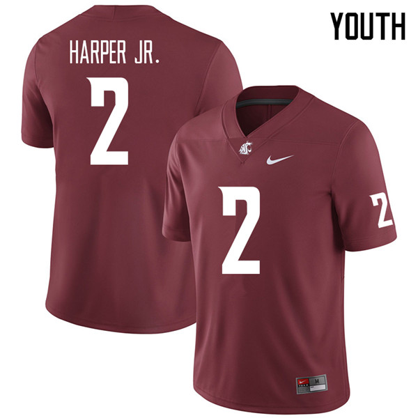 Youth #2 Sean Harper Jr. Washington State Cougars College Football Jerseys Sale-Crimson